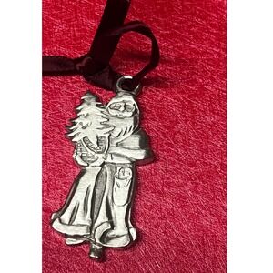 Longaberger Kriss Kringle 1991 Vintage Christmas Ornament Metal Santa Claus